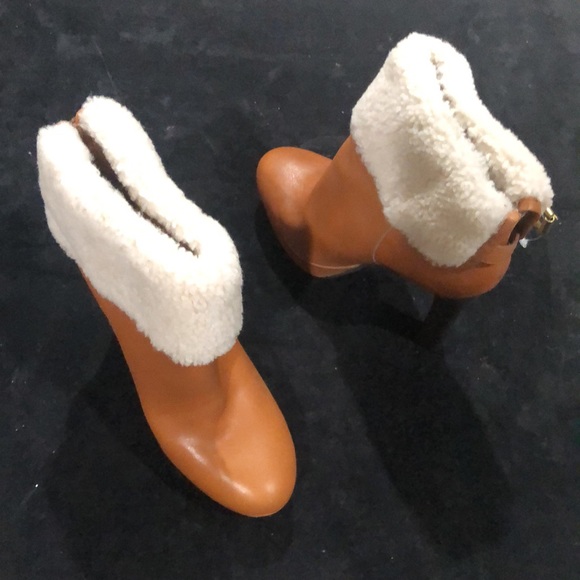 Coach shearling ankle leather boots NWT - Picture 2 of 13